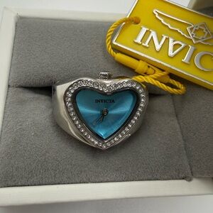 Invicta Women's Silver Watch with Blue Heart Dial